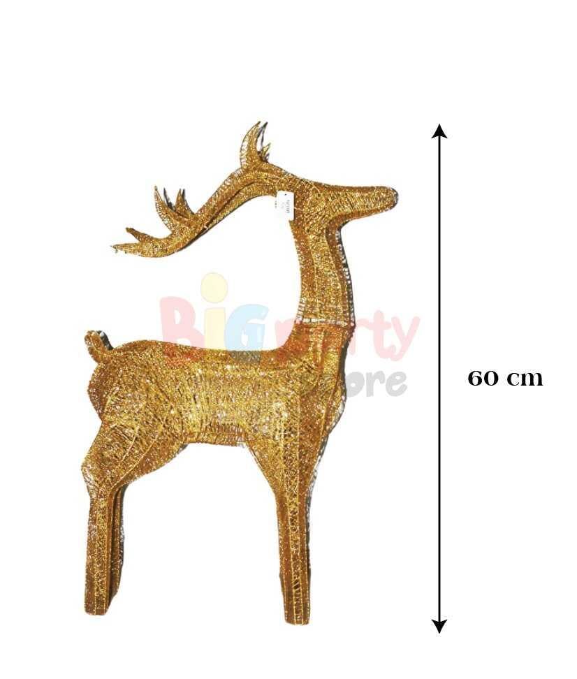 Yılbaşı Işıklı Tel Geyik Altın 60cm Boynuz Eklemeli Tak Çıkar Boynuz