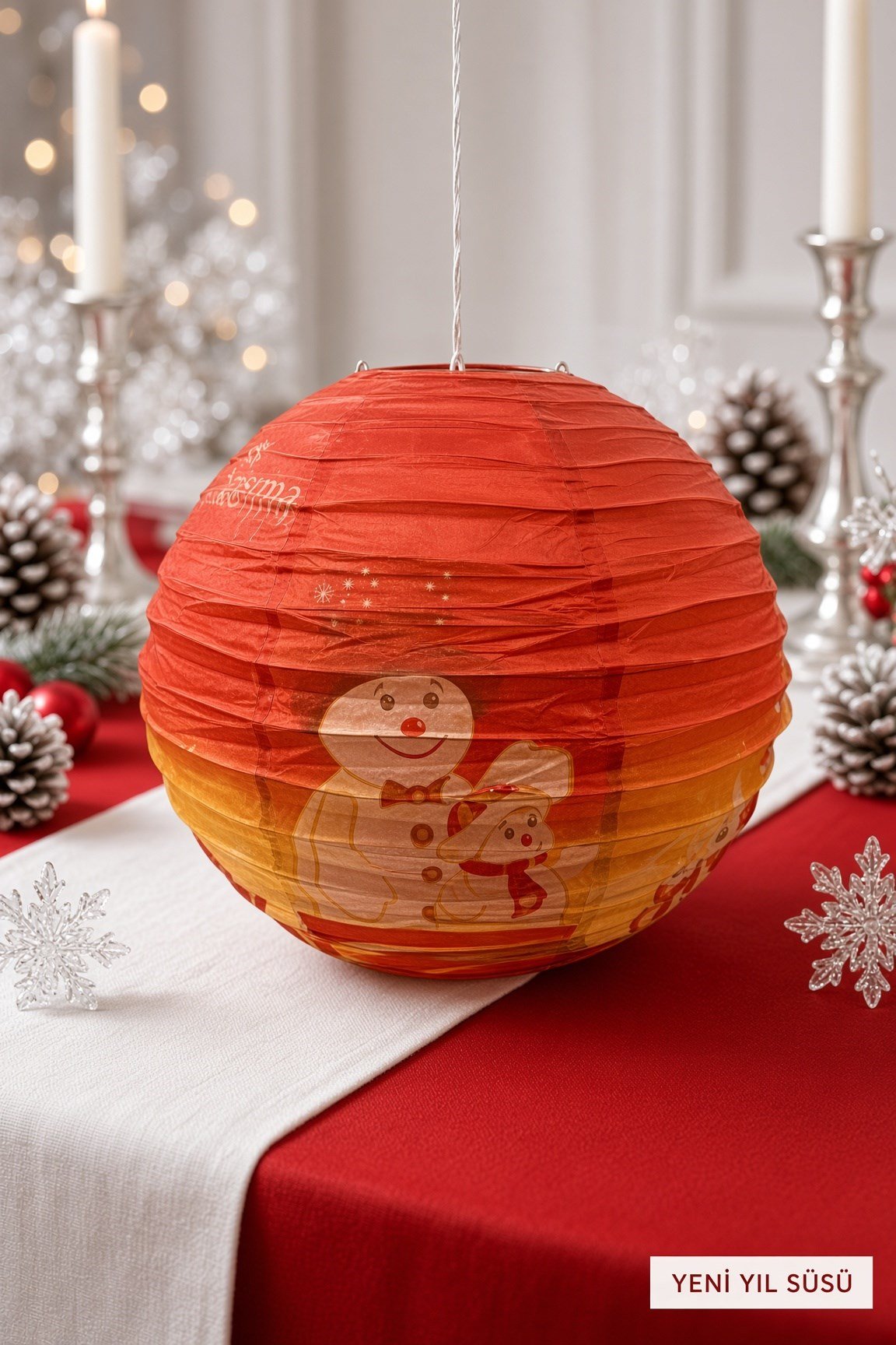 Yılbaşı Japon Feneri 40 Cm Kırmızı Temalı