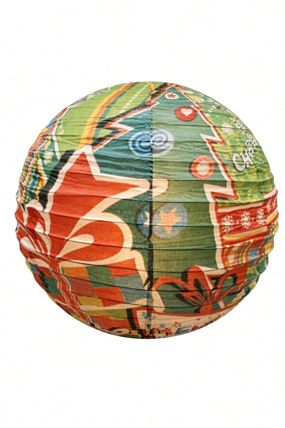 Yılbaşı Japon Feneri 40 Cm Renkli Hediye Paket Temalı KIRMIZILI