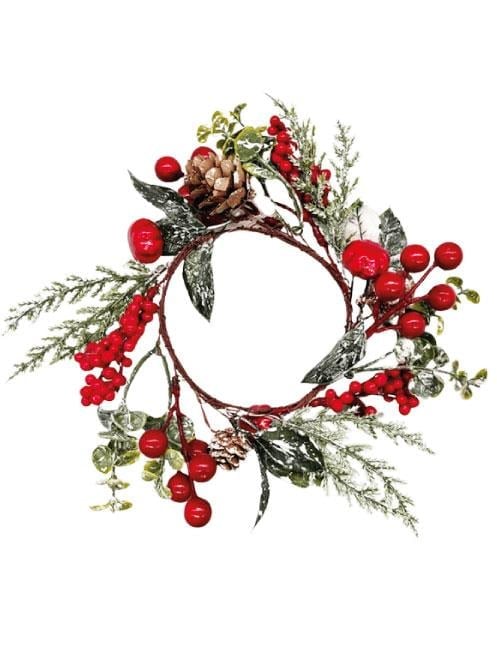 Yılbaşı Kapı -Masa Süsü Çelenk Berryli Kozala.25CM