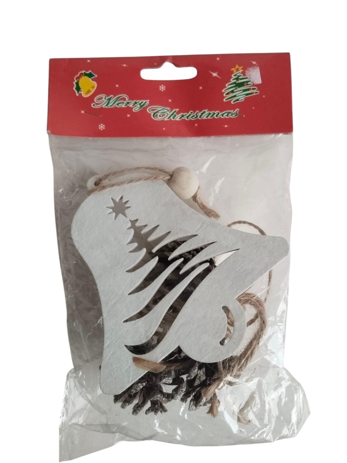 Yılbaşı Kapı Süsü Mini Ahşap Kozalaklı 30cm 3lü