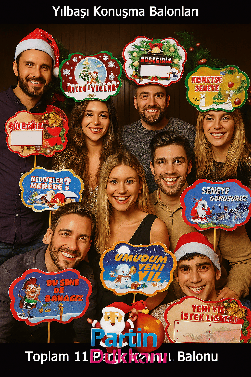 Yılbaşı Konuşma Balonu Karışık komik yazıl 11 li