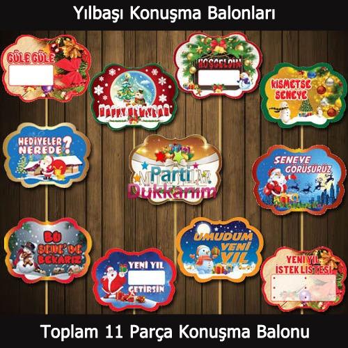 Yılbaşı Konuşma Balonu konuşma kartları Karışık komik yazıl 11 li