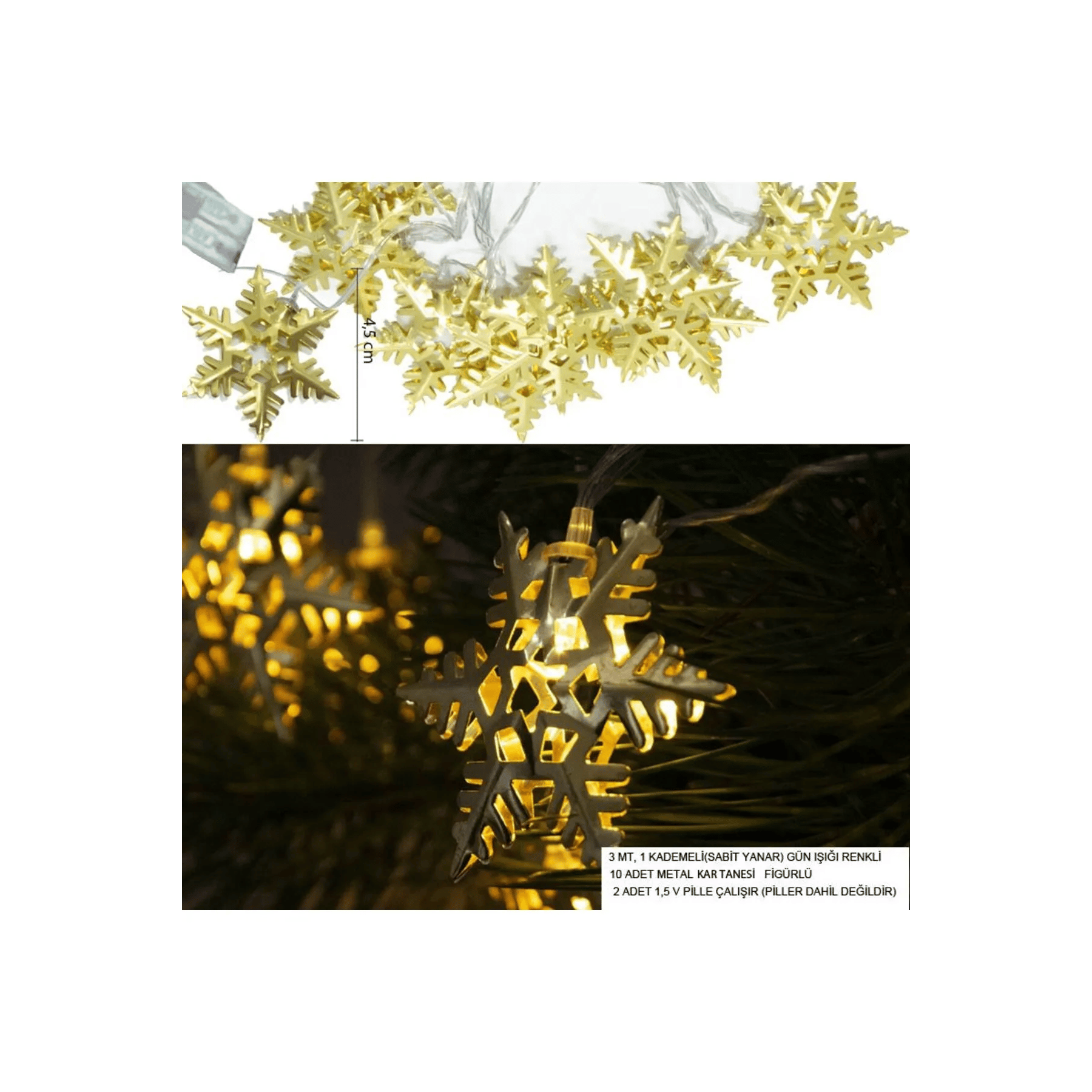 Yılbaşı Led ışık 3 metre KARTANESİ Figürlü yılbaşı pilli gün ışığı dekoratif ışık