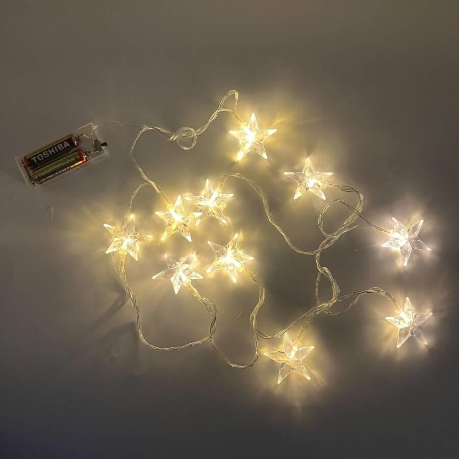 Yılbası Led Işık YILDIZ BOYUTLU 10 ışık 2m.pilli