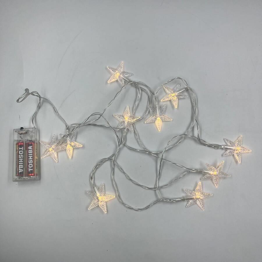 Yılbası Led Işık YILDIZ ŞEFFAFl10 ışık 2m.pilli