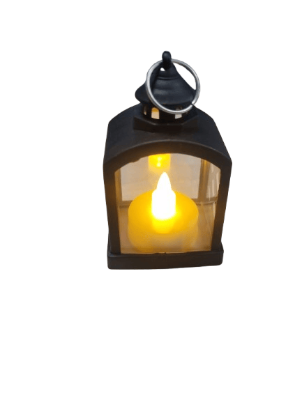 Yılbaşı Ledli Fener Rustik Model 9 Cm Siyah