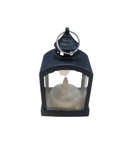 Yılbaşı Ledli Fener Rustik Model 9 Cm Siyah