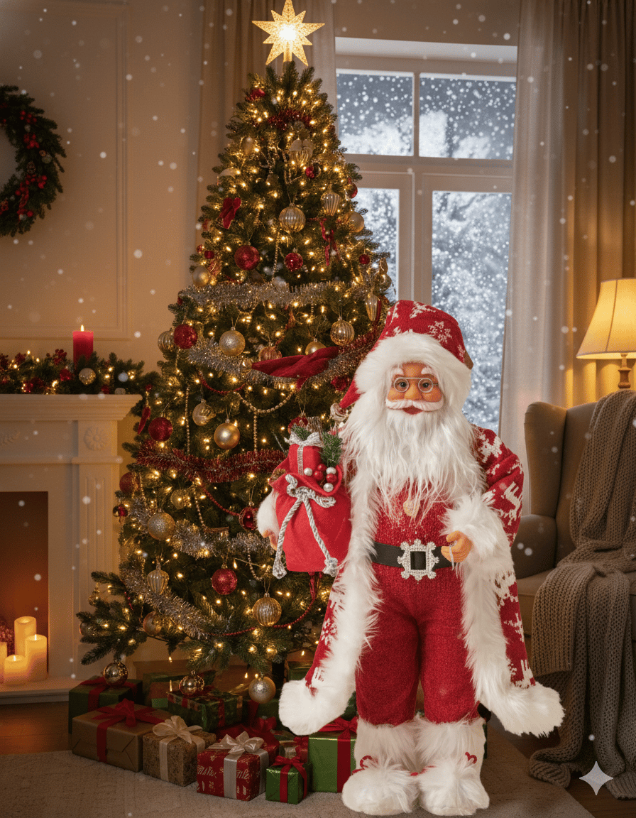 Yılbaşı Noel Baba 120cm Kırmızı Geyik Kostümlü Lamb