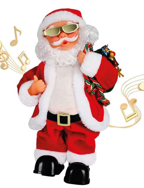 Yılbaşı Noel Baba 25cm Gözlüklü Hareketli Pilli Sesli