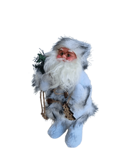 Yılbaşı Noel baba 30 cm Beyaz Ağaçlı Pilli Hareketli Sesli