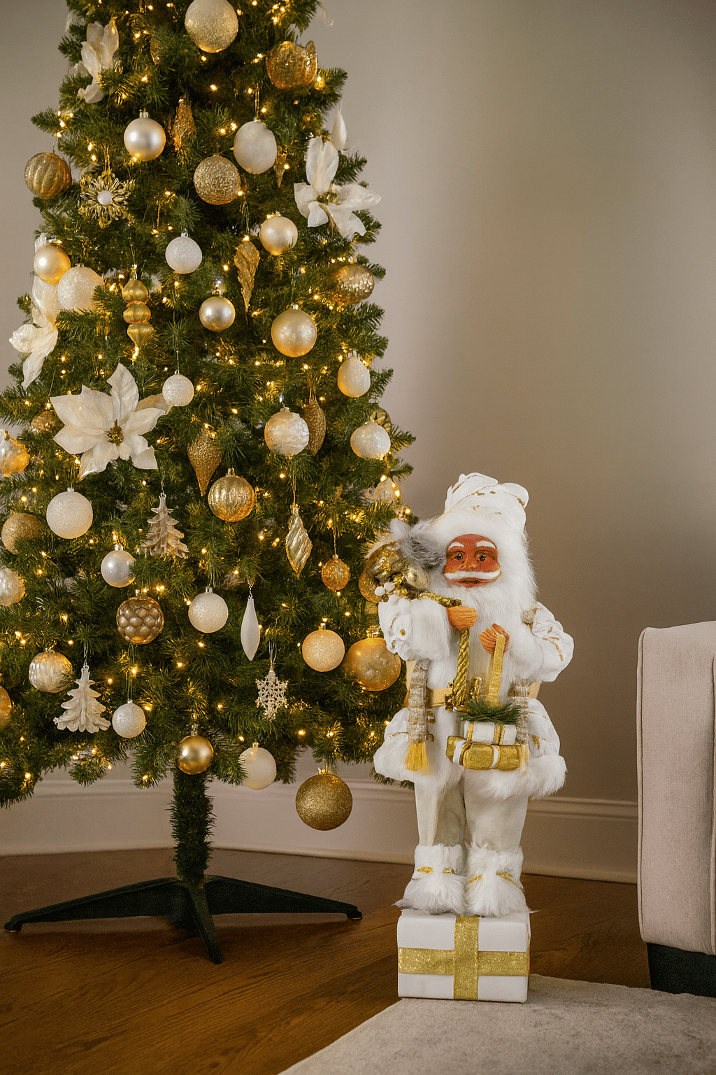 Yılbaşı Noel Baba 60cm Beyaz Hediye Peaketli