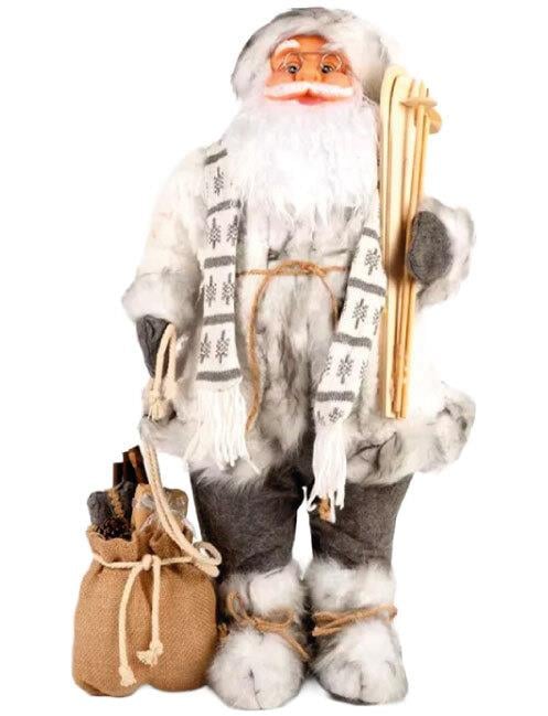 Yılbaşı Noel Baba120cm Beyaz Kostümlü Kayaklı Mod 