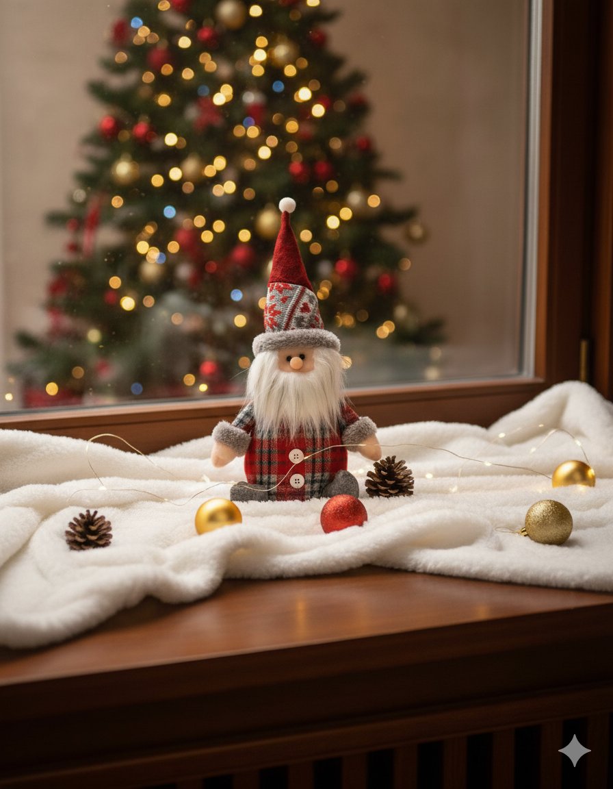 Yılbaşı Oturan Figürler Ekoseli 35cm noel baba