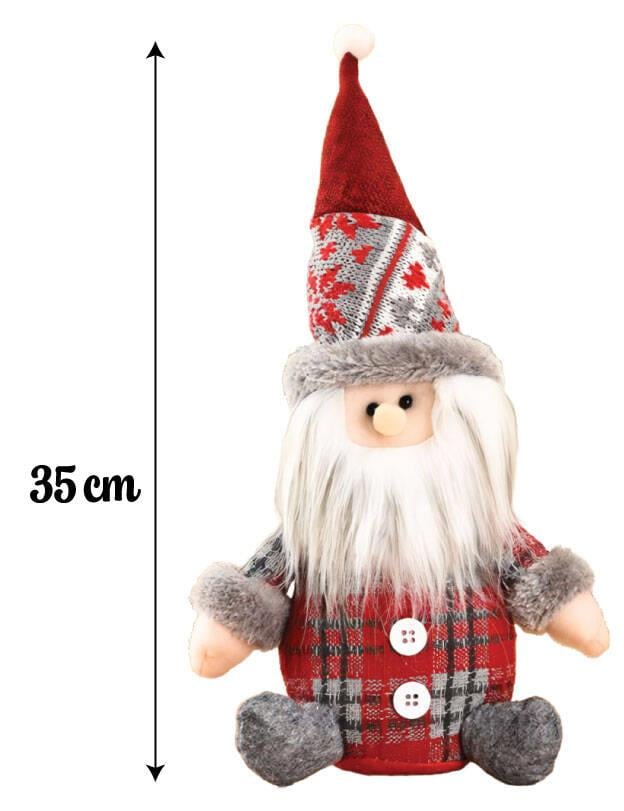 Yılbaşı Oturan Figürler Ekoseli 35cm noel baba