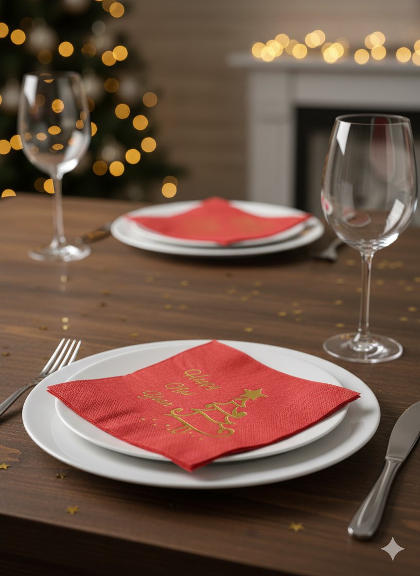 Yılbaşı Peçete happy new year kırmı.gold vara.16l lüks çift katlı