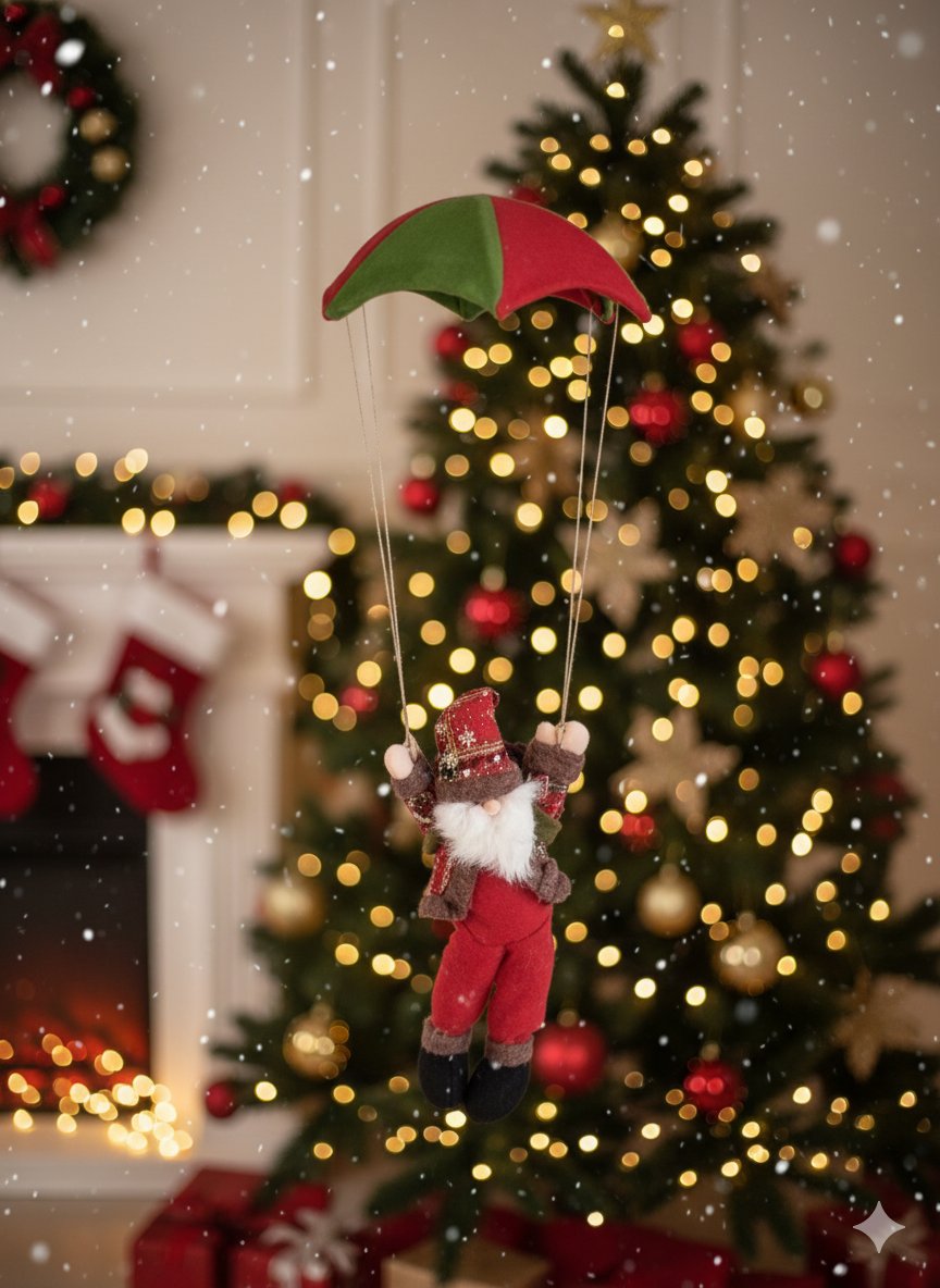 Yılbaşı Peluş Parasüt Figürler  NOEL BABA 35 cm