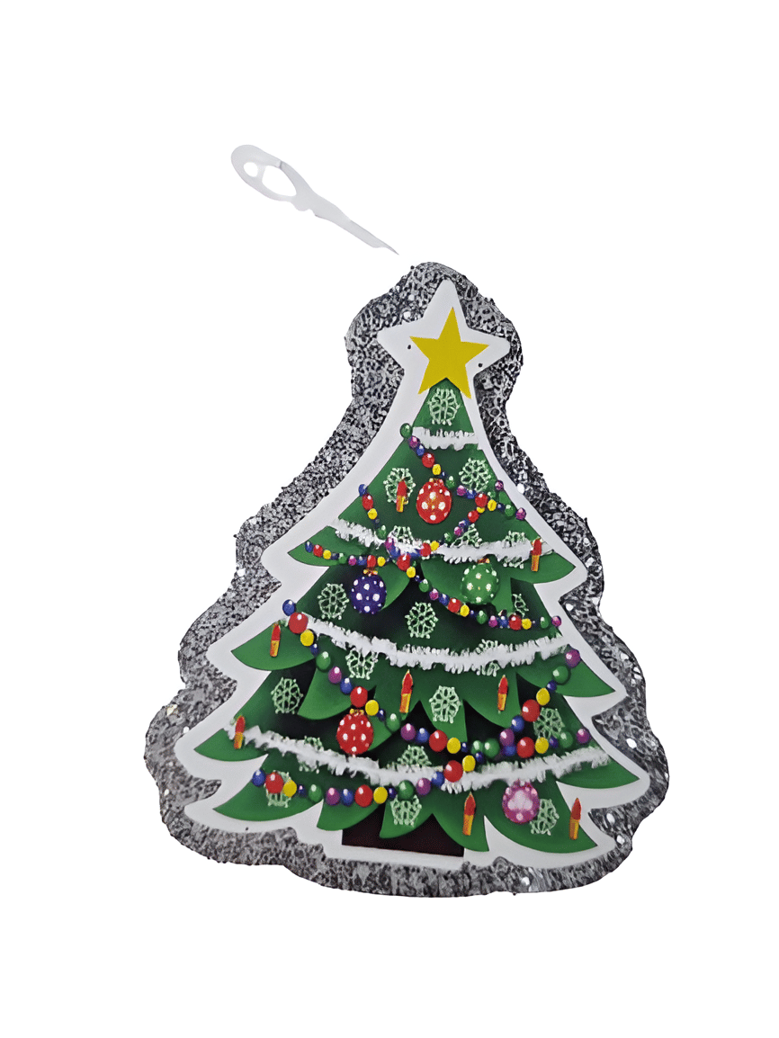 Yılbaşı Simli Çam Ağacı Strafor Süs 10cm 6lı