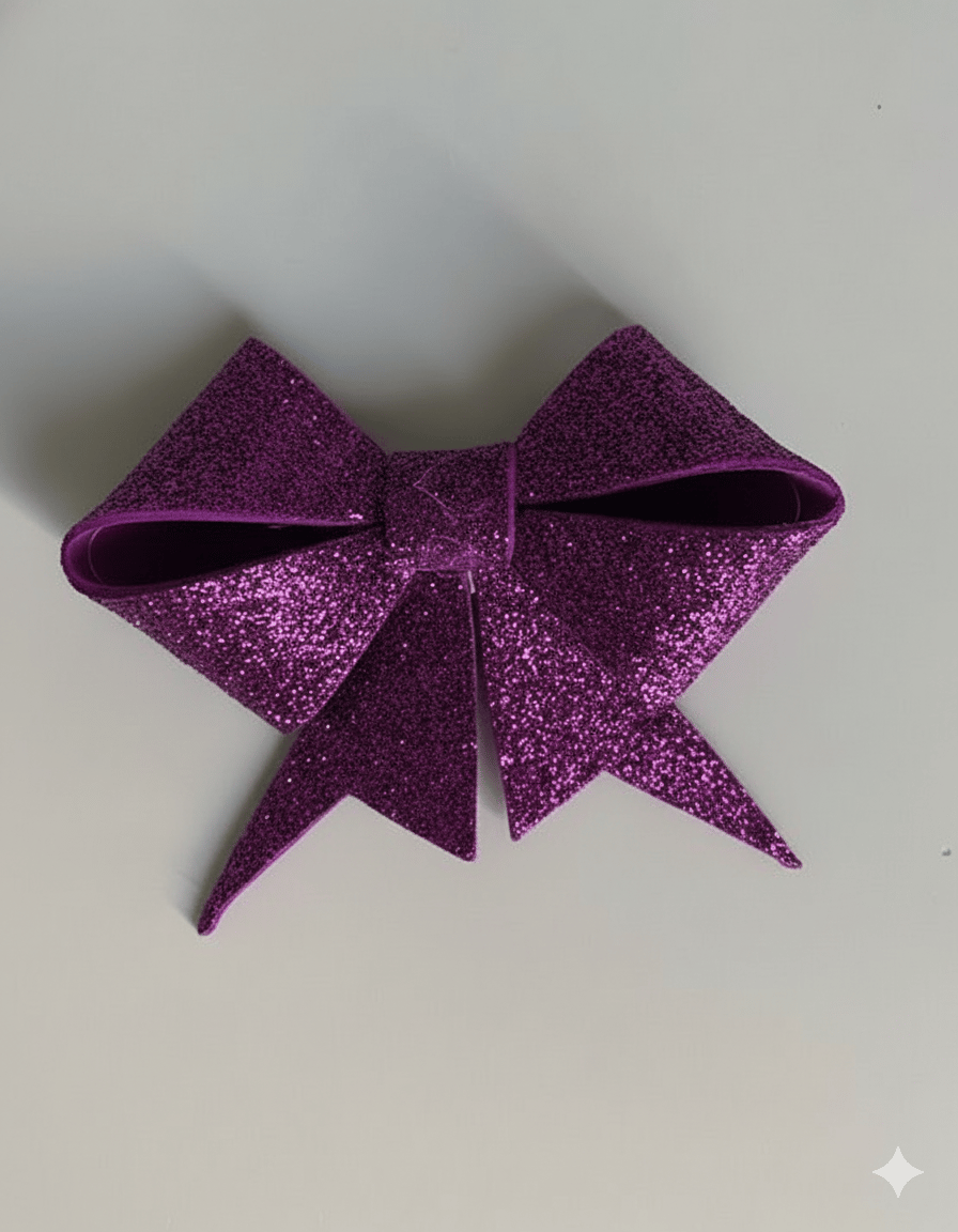 Yılbaşı Simli Eva Fiyonk Kurdele 6lı Mor 3 büyük (9cm) 3 küçük(6.5cm)