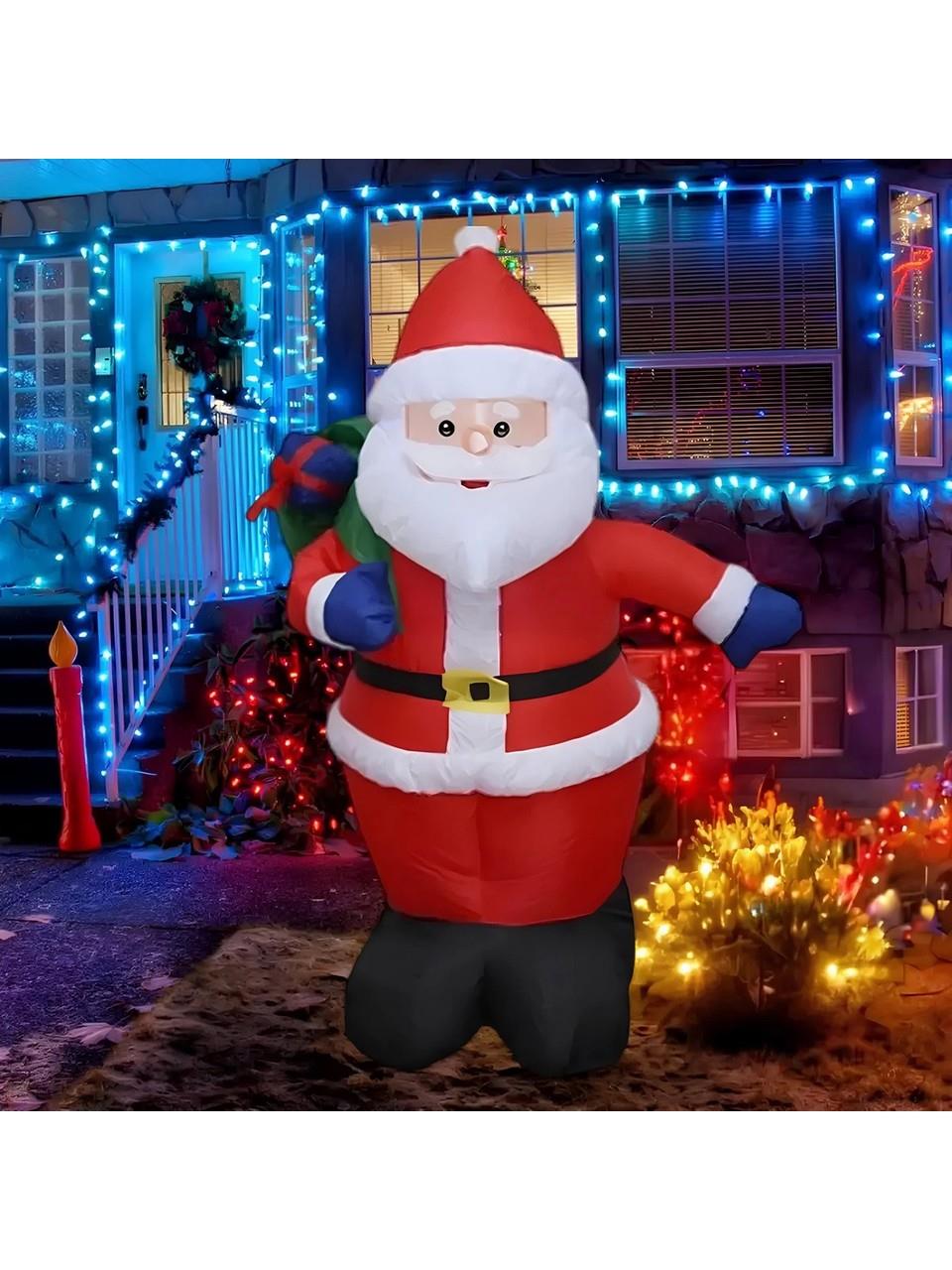 Yılbaşı Şişme Dekor Işıklı kardan adam 135cm fanlı şişme özelliği pompasız şişme 