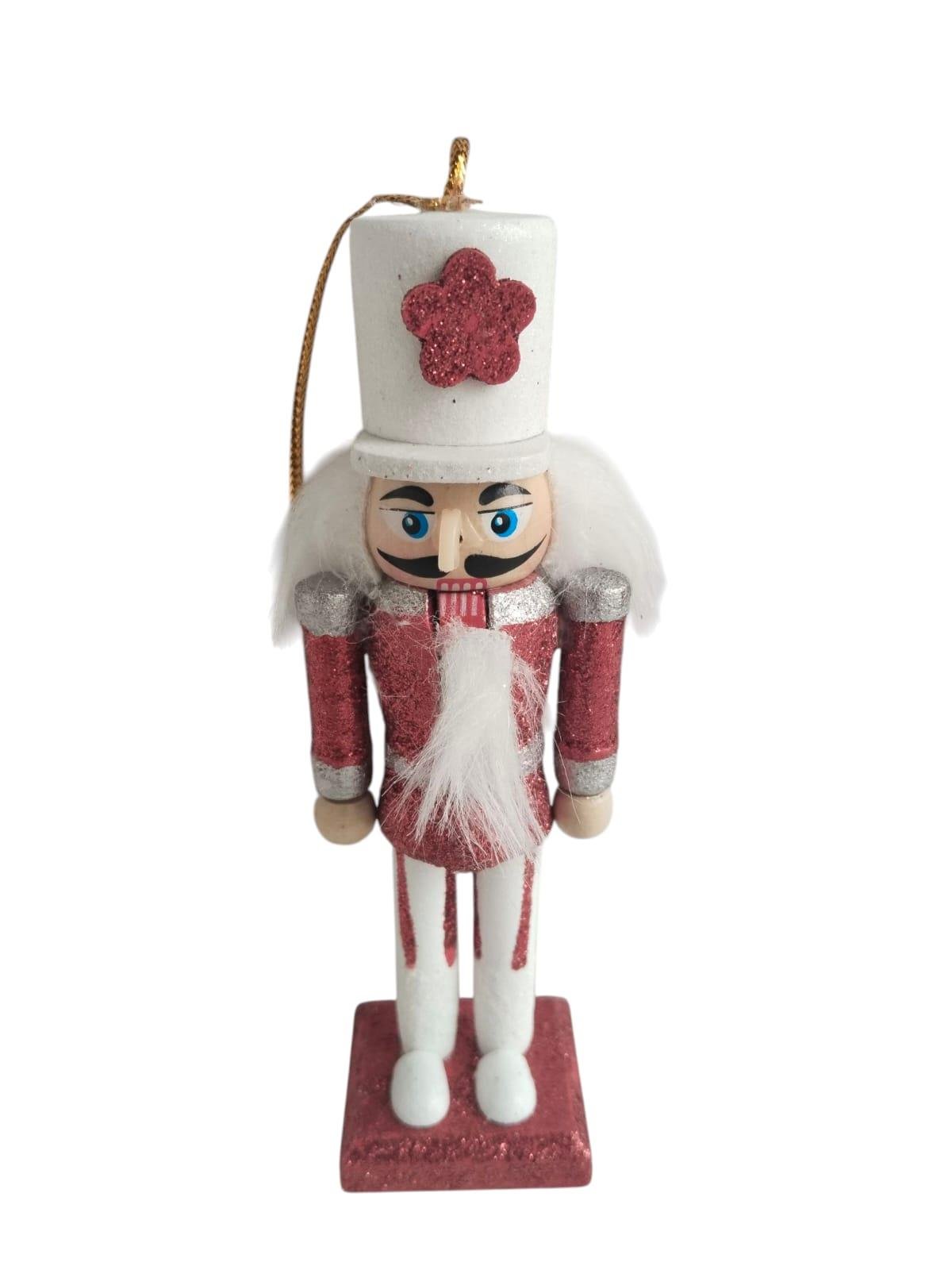 Yılbaşı süsü 003 Kurşun Asker 13cm  Beyaz Şapka -Kırmızı Üniformalı Aaker