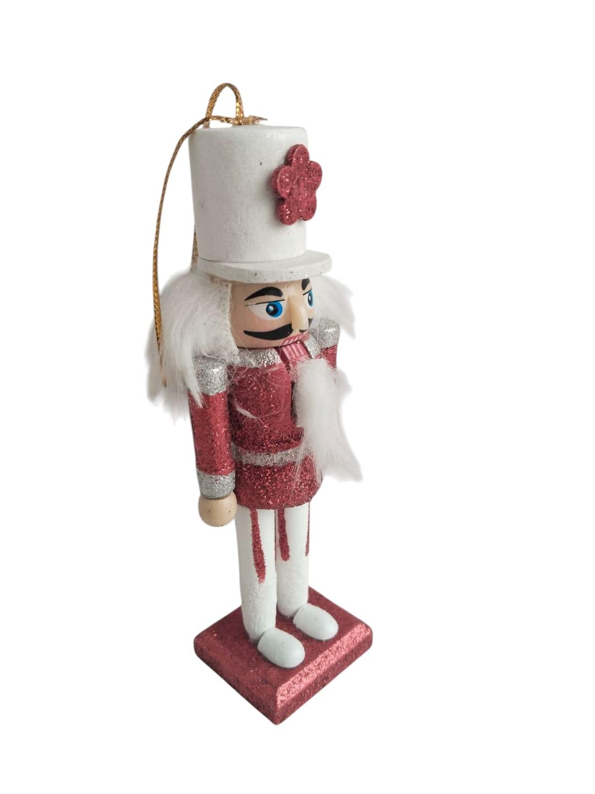 Yılbaşı süsü 003 Kurşun Asker 13cm  Beyaz Şapka -Kırmızı Üniformalı Aaker