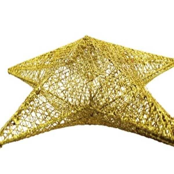 Yılbaşı Tel Yıldız 30 cm 3 Boyutlu Altın 