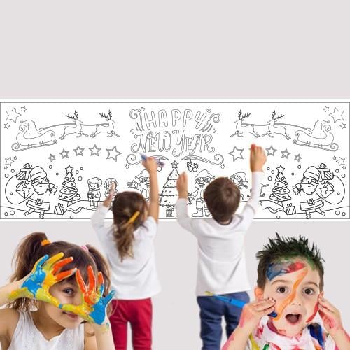 Yılbaşı temalı boyama posteri afiş yaz sil 50-150c