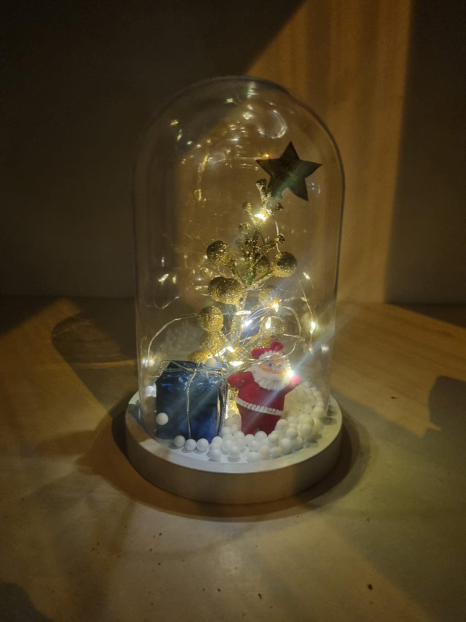Yılbaşı temalı fanus peri ledli noel baba büyük