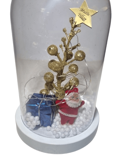 Yılbaşı temalı fanus peri ledli noel baba büyük