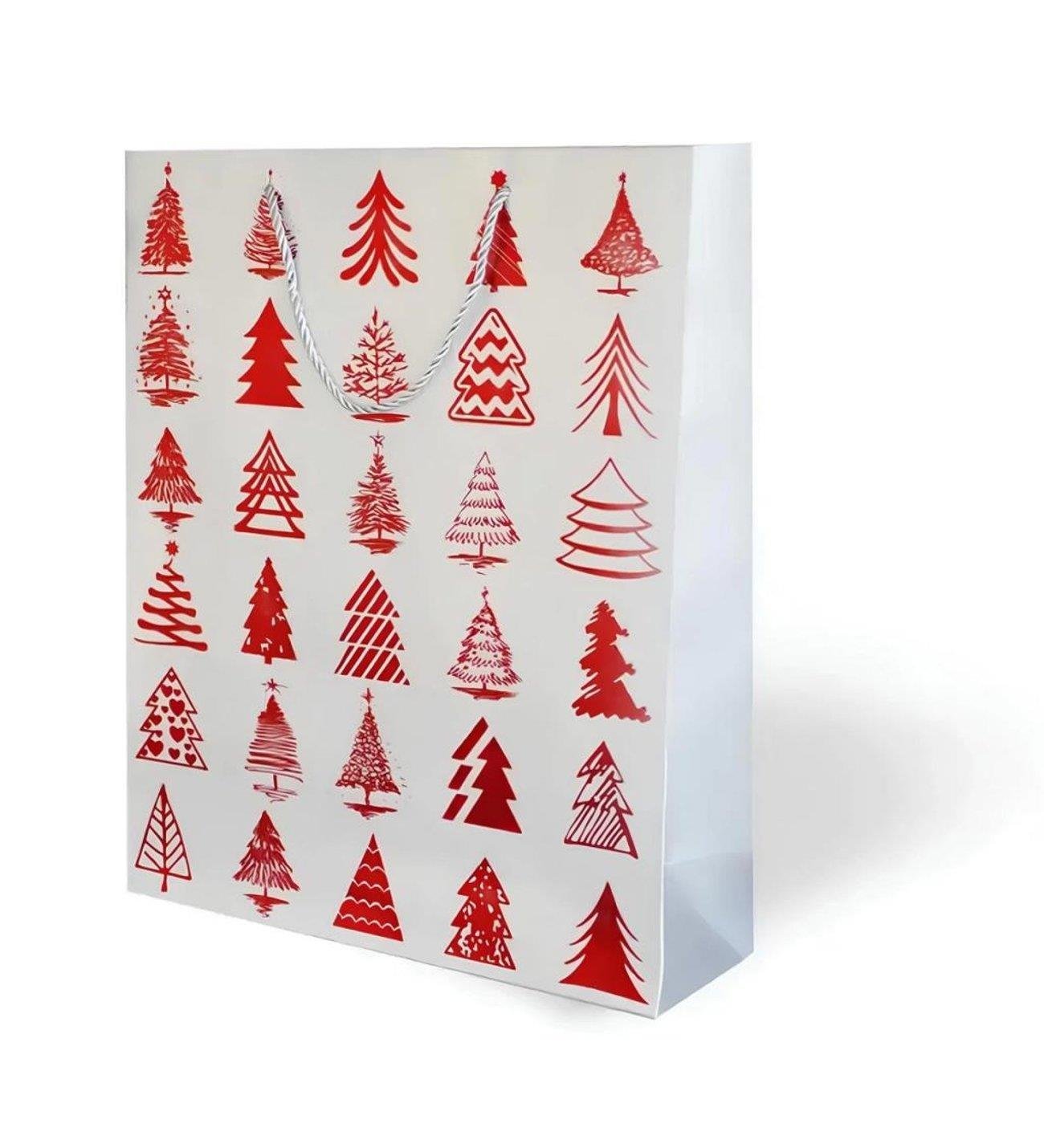 Yılbaşı temalı karton çanta gümüş 31*40cm         