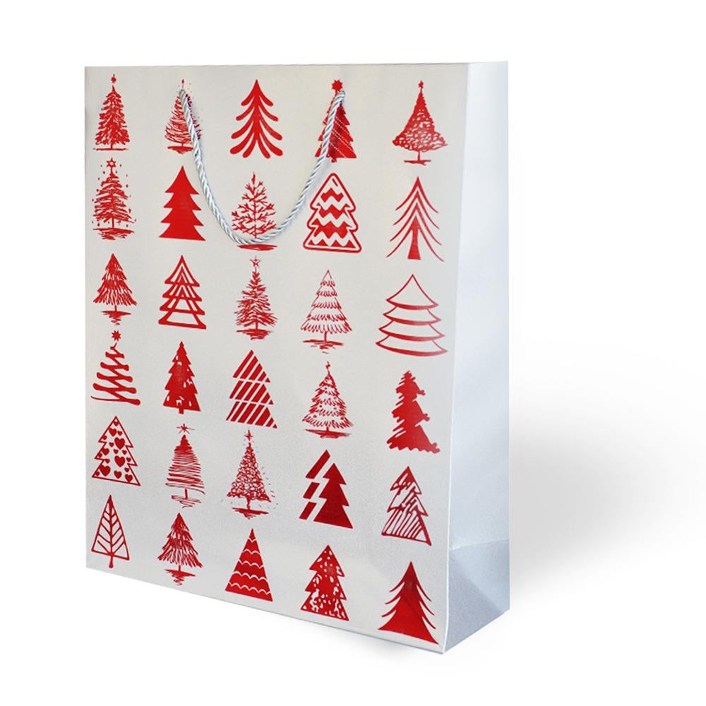 Yılbaşı temalı karton çanta gümüş 31*40cm         