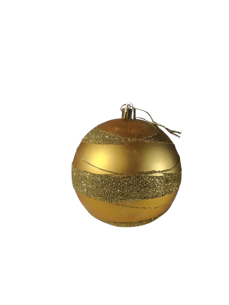 Yılbaşı Top Süs 10cm 2P Sim Şeritli Gold
