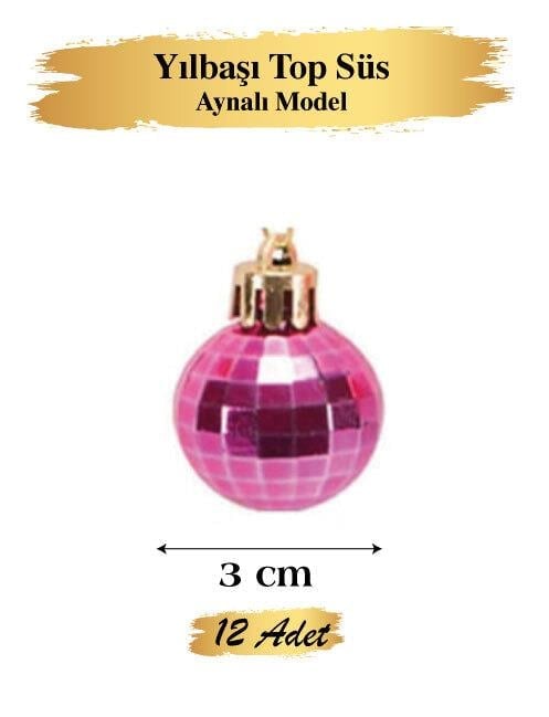 Yılbaşı Top Süs 3 cm Disko Topu Renkli 12 li Mix