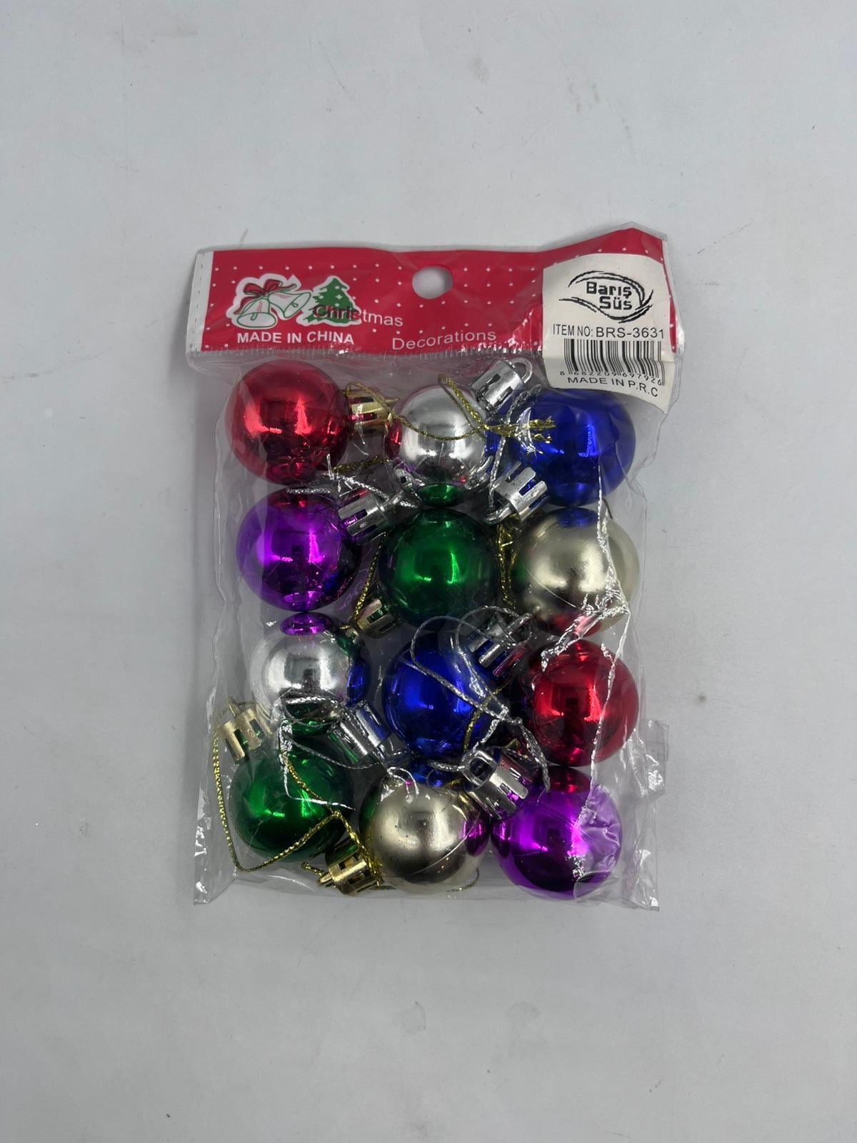Yılbaşı Top Süs 3 Cm Parlak 12 Parça Karışık