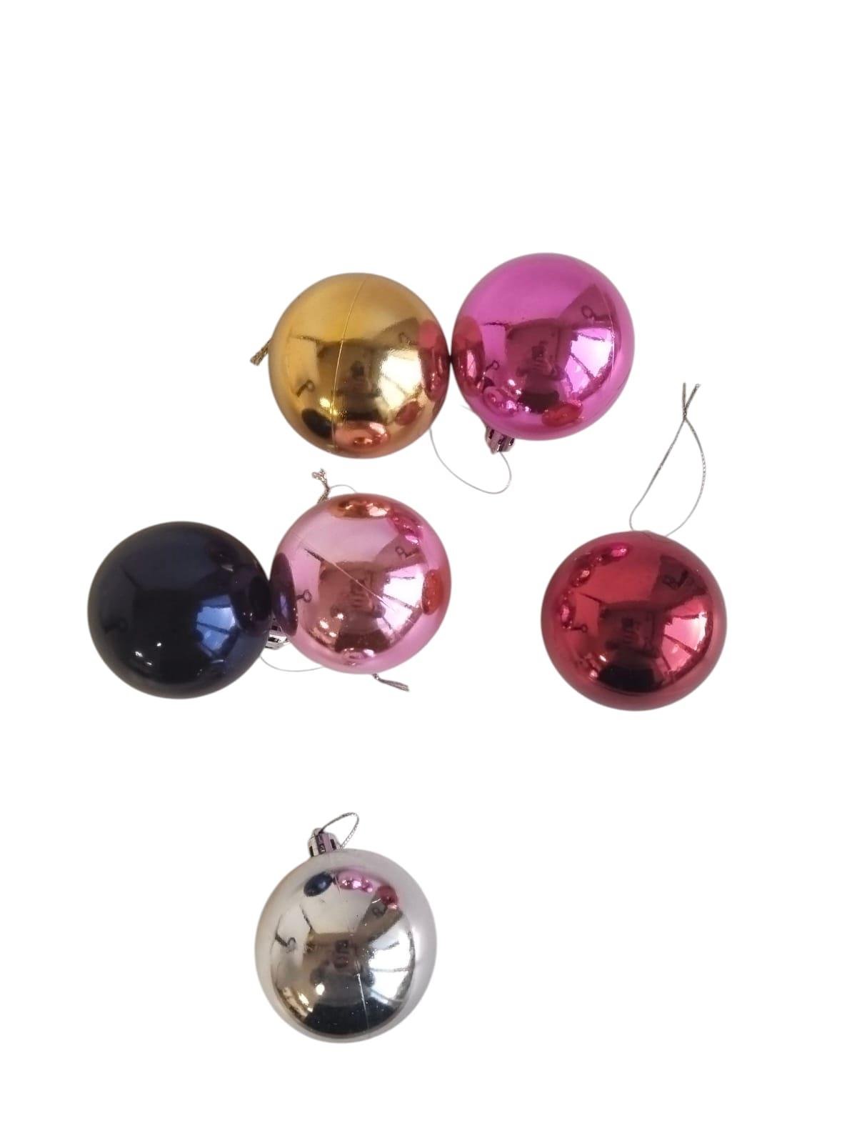 Yılbaşı Top Süs 6cm 6lı Parlak Mix Karışık Renk