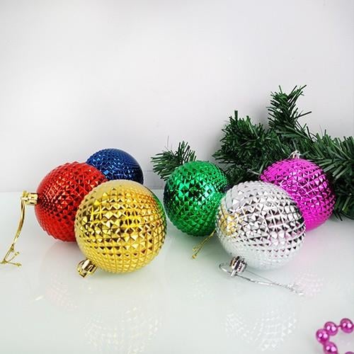 Yılbaşı Top Süs 6cm 6lı Renkli tırtıklı top 