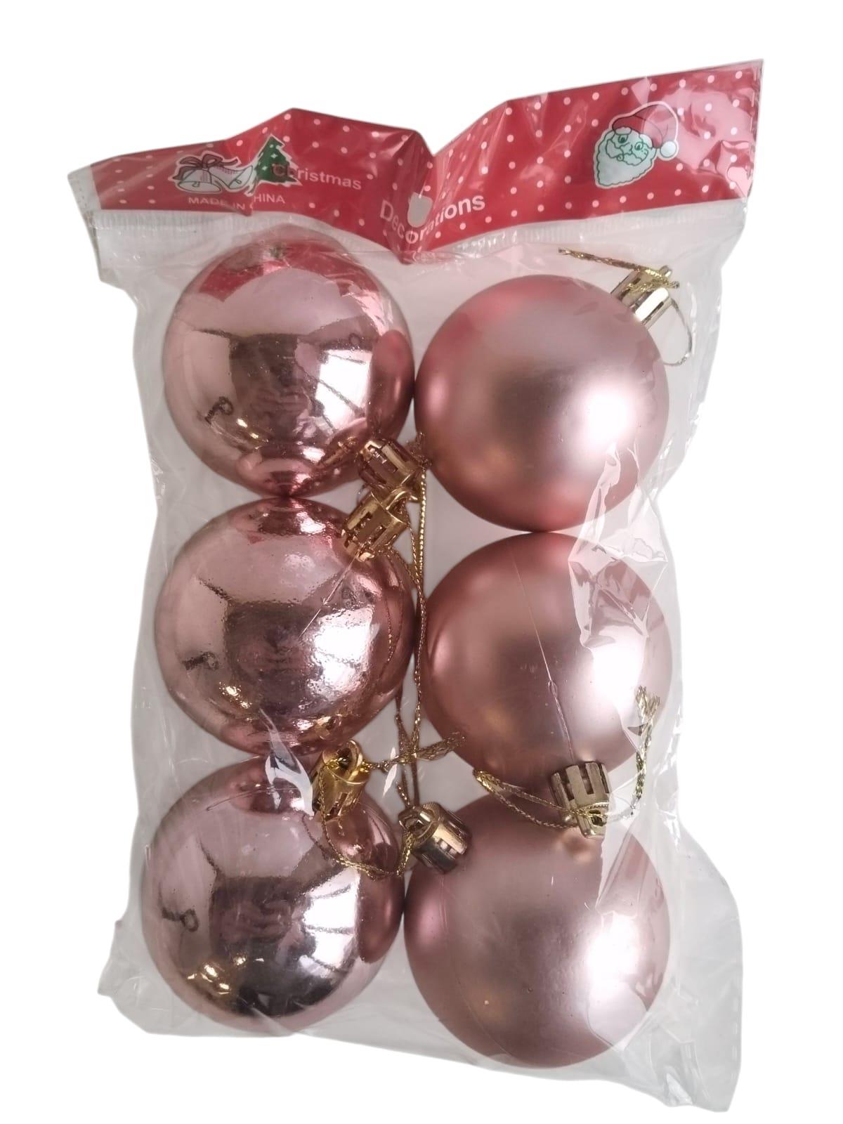 Yılbaşı Top Süs 6cm 6P Mat-parlaki Rosegold