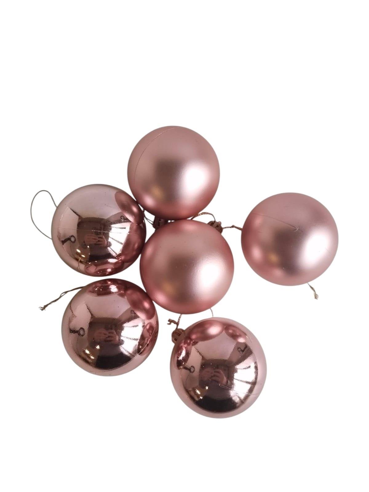 Yılbaşı Top Süs 6cm 6P Mat-parlaki Rosegold