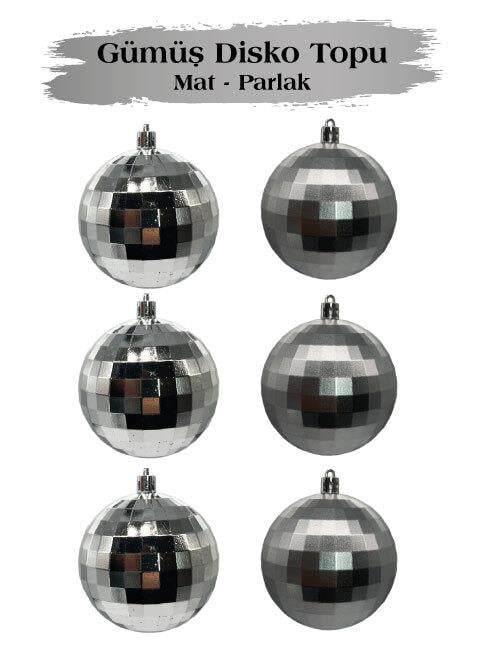 Yılbaşı Top Süs 8 cm 6 Parça Mat Parlak Disko Topu