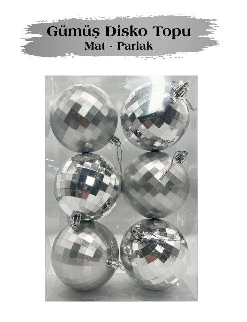 Yılbaşı Top Süs 8 cm 6 Parça Mat Parlak Disko Topu