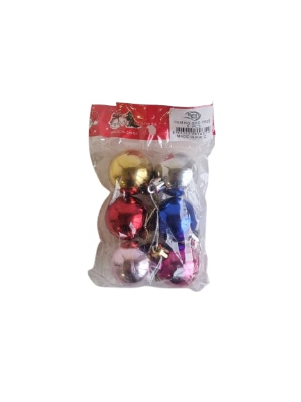 Yılbaşı Top Süs KARIŞIK 4cm 6 parça parlak