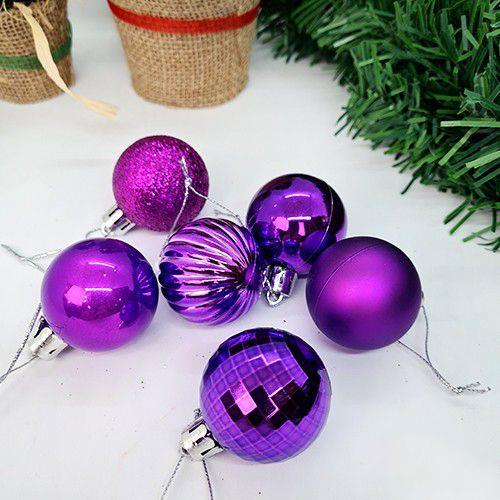 Yılbaşı Top Süs MOR 4cm 6LI karışık türler