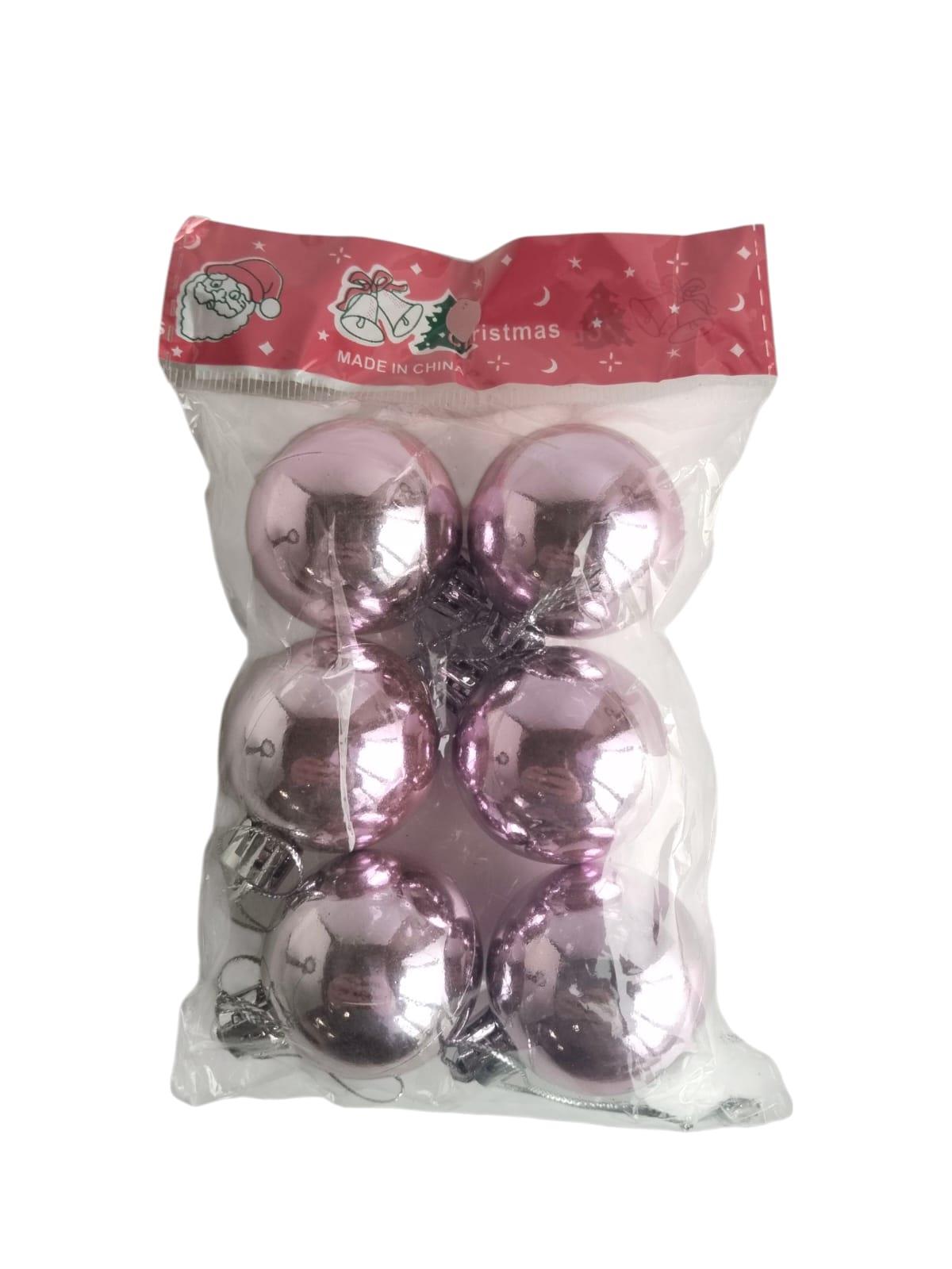 Yılbaşı Top Süs Parlak Pembe 4cm 6lı