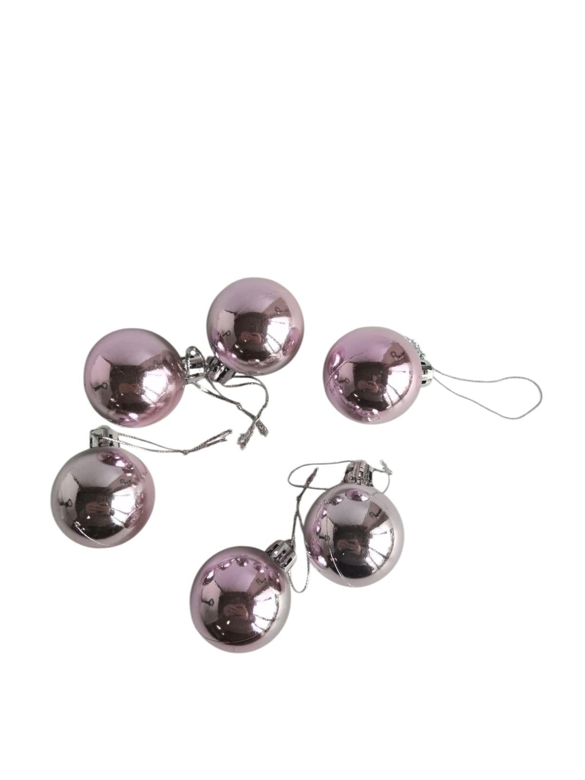 Yılbaşı Top Süs Parlak Pembe 4cm 6lı