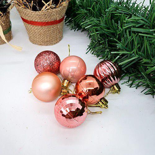 Yılbaşı Top Süs ROSEGOLD 4cm 6LI karışık türler