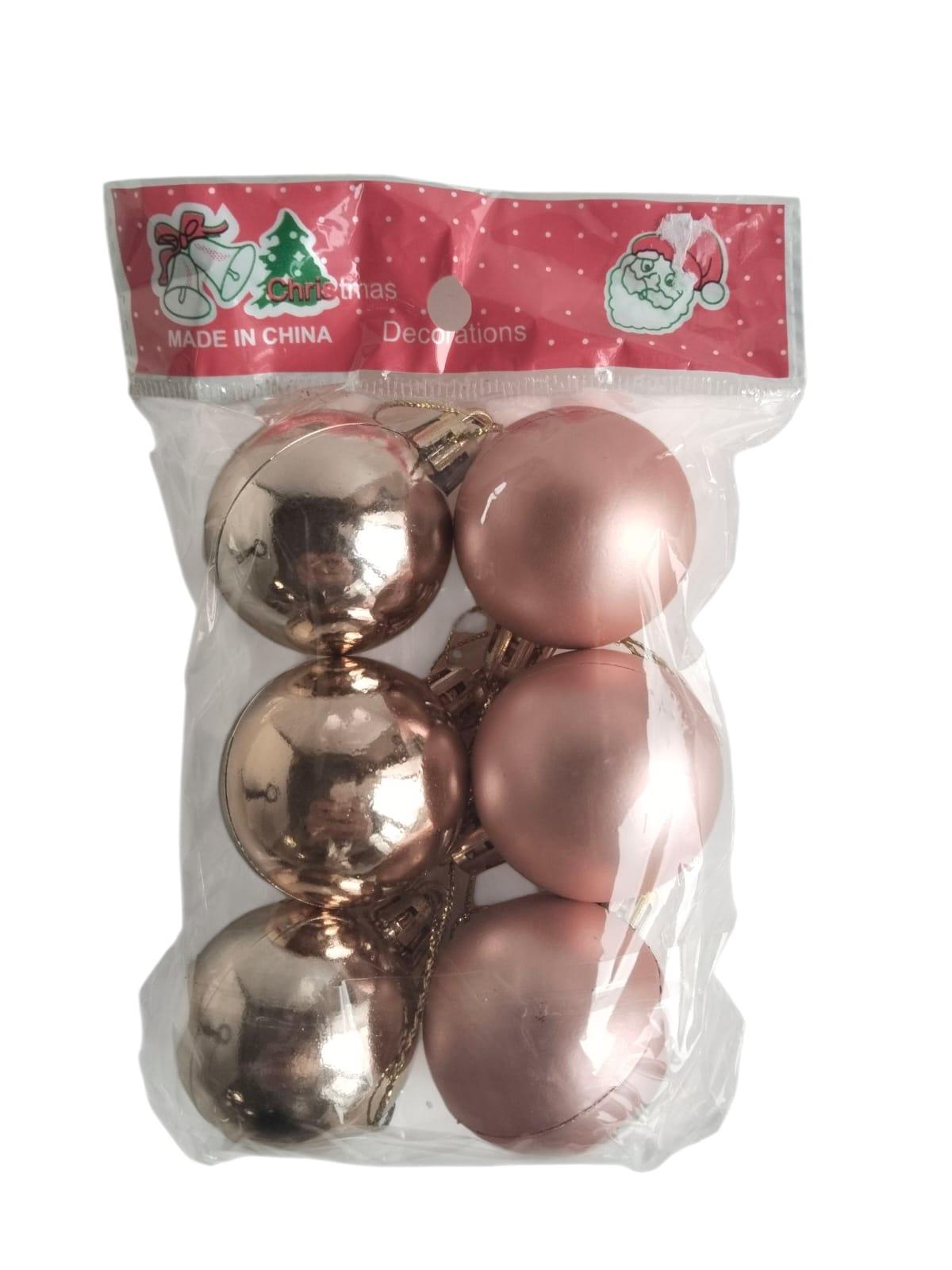 Yılbaşı Top Süs Rosegold - Pembe 4cm 6lı Mat-Parlak