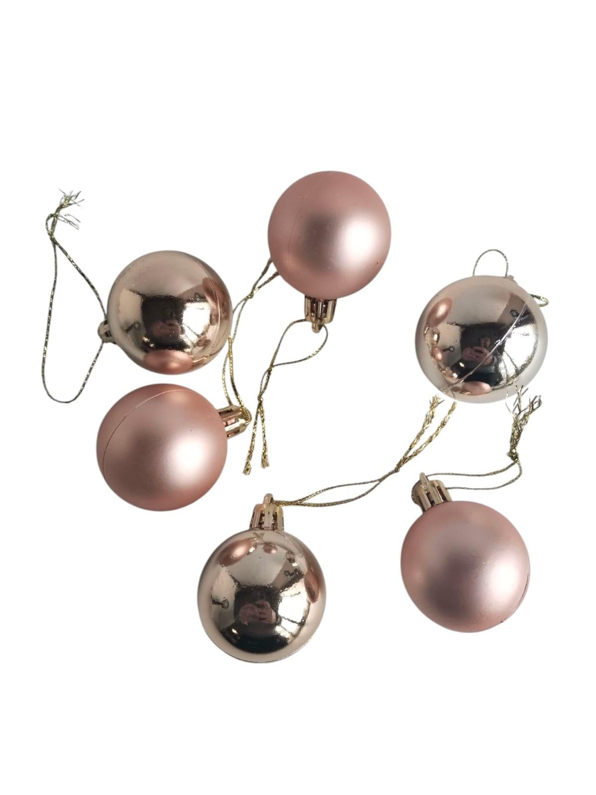 Yılbaşı Top Süs Rosegold - Pembe 4cm 6lı Mat-Parlak