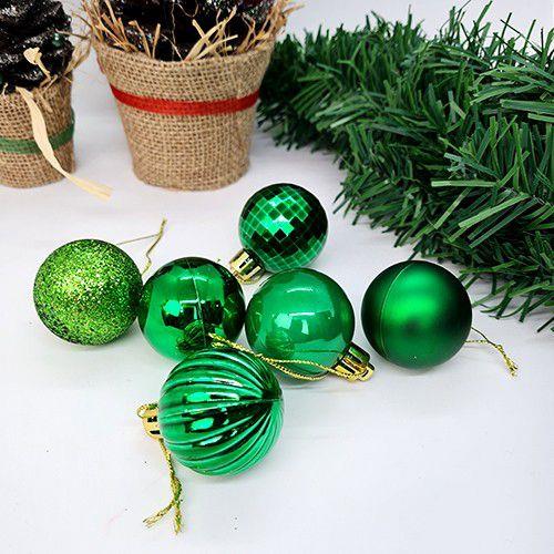 Yılbaşı Top Süs YEŞİL 4cm 6LI karışık türler