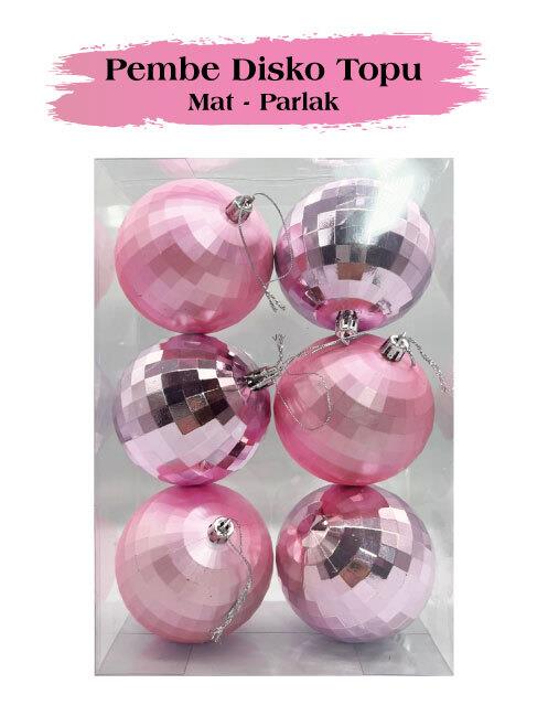 Yılbaşı Top Süs8 cm6 Par Mat Parlak Disko Top Pemb